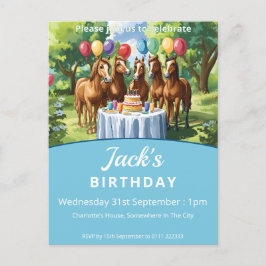 Pferde Geburtstagsparty Einladungspostkarte