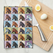 Pferde Gemusterte, farbenfrohe Plätze Geschirrtuch (Viertel Falte)