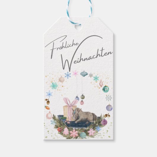 Pferde Geschenkanhänger Weihnachtsmotiv (Vorderseite)