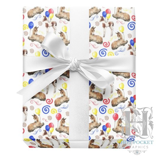 Pferde Geschenkpapier in Weiß