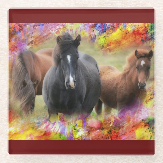 Pferde Glasuntersetzer (Vorderseite)