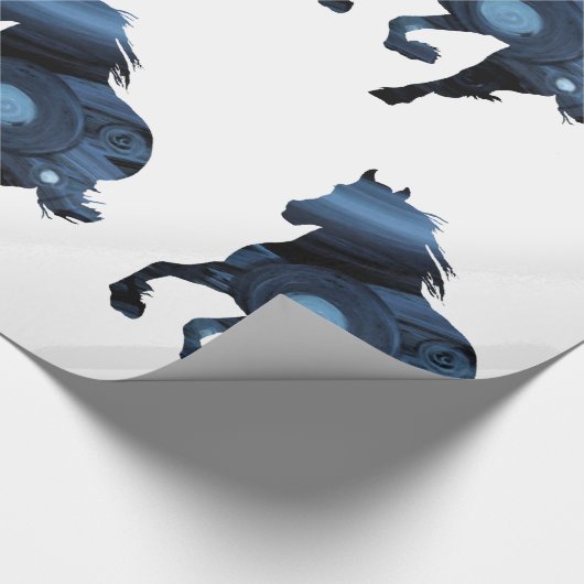 Pferde glattes Packpapier, blaues Pferd Geschenkpapier (Ecke)