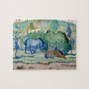 Pferde grasen von Franz Marc, Vintage Fine Art Puzzle
