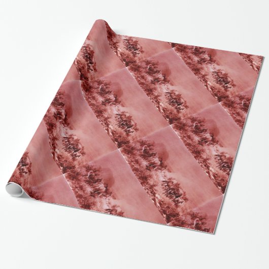 PFERDE GRASIEREN, antik rosa Geschenkpapier (Ungerollt)