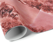 PFERDE GRASIEREN, antik rosa Geschenkpapier (Rolleneckpunkt)