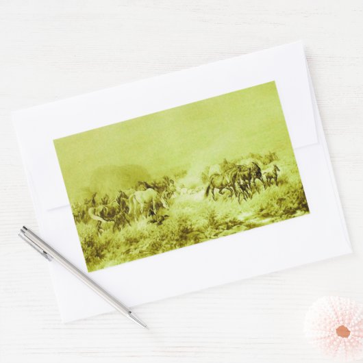 PFERDE GRASIEREN, Antiquitätengrün Rechteckiger Aufkleber (Umschlag)