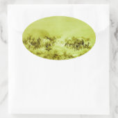 PFERDE GRASIEREN, Olive Oval aus antikem Olivenöl Ovaler Aufkleber (Tasche)