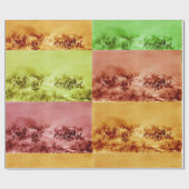 PFERDE GRAZIEREN, antik Rot-Braun-Gelb Geschenkpapier (Flach)