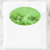 PFERDE GRAZIEREN, Antikes, hellgrünes Oval Ovaler Aufkleber (Tasche)