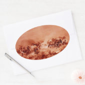 PFERDE GRAZIEREN, Antikes Rot-Braun-Rosa Oval Ovaler Aufkleber (Umschlag)