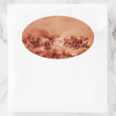 PFERDE GRAZIEREN, Antikes Rot-Braun-Rosa Oval Ovaler Aufkleber (Tasche)