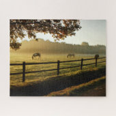 Pferde Grazing im Sonnenaufgang Puzzle (Horizontal)