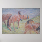 Pferde Grazing Landschaftsmalerei Poster (Vorne)