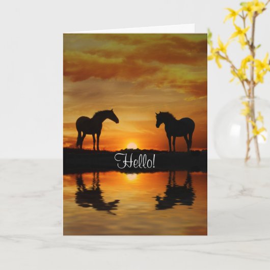 Pferde Hallo Karte (Gelbe Blume)
