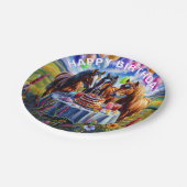 Pferde Happy Birthday Pappteller (Schrägansicht)