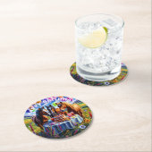 Pferde Happy Birthday Runder Pappuntersetzer (Vor Ort)