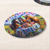 Pferde Happy Birthday Runder Pappuntersetzer (Angewinkelt)