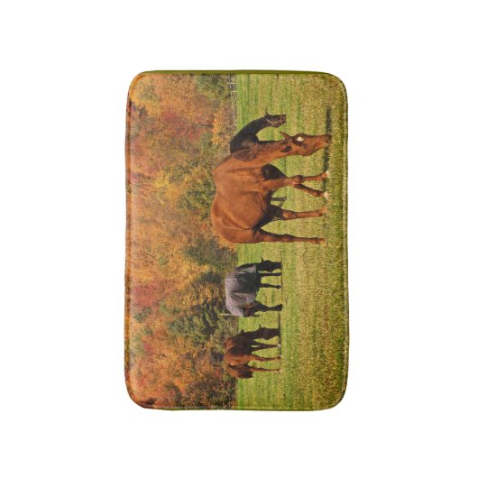 Pferde Herbst-in den Tierbad-Matten Badematte (Vorderseite Vertikal)