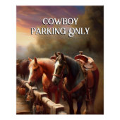Pferde Hitched "Cowboy Parking" Poster (Vorderseite)