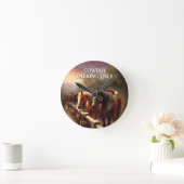 Pferde Hitched "Cowboy Parking" Runde Wanduhr (Zuhause)