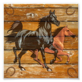 Pferde Horseshoes Barn Wood Cowboy Fotodruck