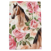 Pferde Hübsch Rosa Rosen Blumengeburt Mittlere Geschenktüte (Vorderseite)