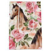 Pferde Hübsch Rosa Rosen Blumengeburt Mittlere Geschenktüte (Rückseite)