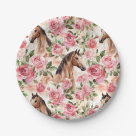 Pferde Hübsch Rosa Rosen Blumengeburt Pappteller
