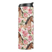 Pferde Hübsch Rosa Rosen Thermosbecher (Nach links gedreht)
