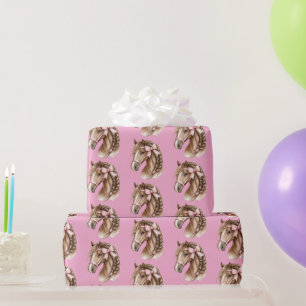 Pferde Hübsche Schicke Rosa Schleifen Geburtstag Geschenkpapier