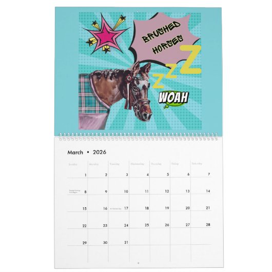 Pferde im Comic Kalender (Mär 2026)