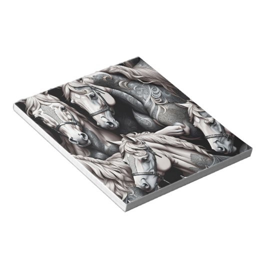 Pferde im Detail Malerei in Schwarz & Weiß Kunst Notizblock (angewinkelt)