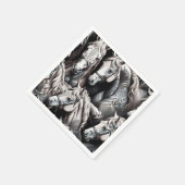 Pferde im Detail Malerei in Schwarz & Weiß Kunst Serviette (Ecke)