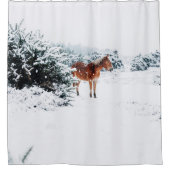 PFERDE IM FALLSCHNEE DUSCHVORHANG (Vorderseite)