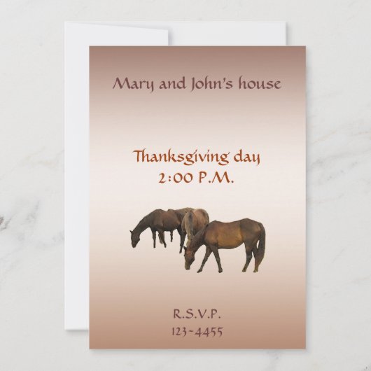 Pferde im Herbst Erntedank Einladung (Rückseite)