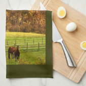 Pferde im Herbst Küchentuch (Viertel Falte)