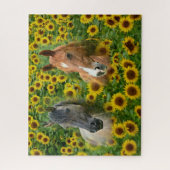 Pferde im Mudge Art Sonnenblumenfeld Puzzle (Vertikal)