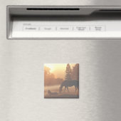 Pferde im Nebel des Morgens Magnet (In Situ (Geschirrspüler))