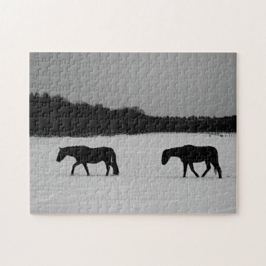 Pferde im Schnee 11x14 252pc jpcnm Puzzle (Horizontal)