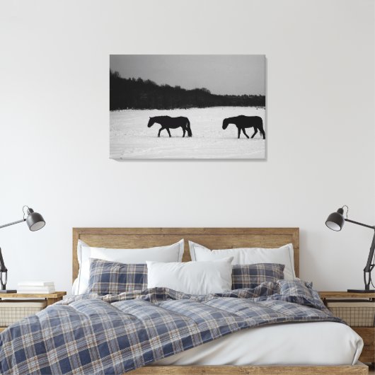 Pferde im Schnee 36x24 (90x60cm) Waccna Leinwanddruck (Insitu (Schlafzimmer))