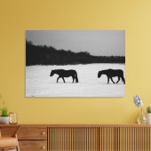 Pferde im Schnee 36x24 (90x60cm) Waccna Leinwanddruck (Insitu (Wohnzimmer))