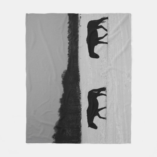 Pferde im Schnee fbcnm Fleecedecke (Vorderseite)