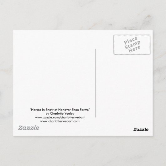 "Pferde im Schnee" Postkarte (Rückseite)
