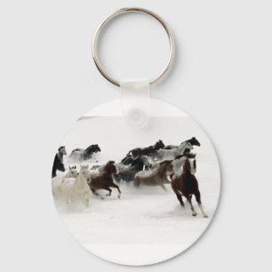 Pferde im Schnee Schlüsselanhänger