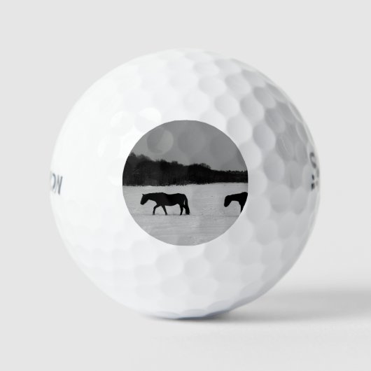Pferde im Schnee ssf gbcna Golfball (Vorderseite)