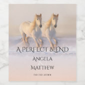 Pferde im Schnee Winter Hochzeitsweinlabel Weinetikett (Einzelnes Label)