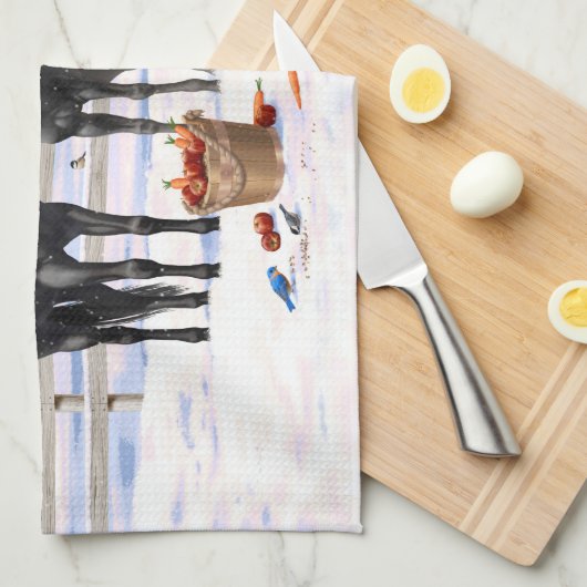 Pferde im Schwarzwald Geschirrtuch (Viertel Falte)