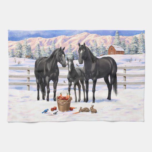 Pferde im Schwarzwald Geschirrtuch (Horizontal)