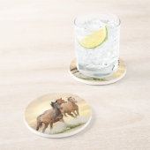 Pferde im Sonnenuntergang Getränkeuntersetzer (Seite)