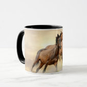 Pferde im Sonnenuntergang Tasse (Vorderseite Links)